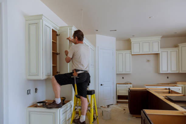 Kitchen island installation in Lebanon by JMT Kitchen Cabinet